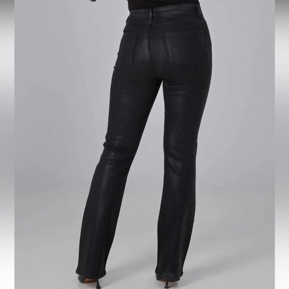 NEW Lola Denim-Billie High-Rise Bootcut Black Coated Stretch Premium Jeans 32 - Picture 2 of 12